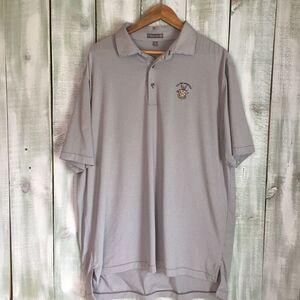 Peter Millar Polo Shirt Summer Comfort Gray White Stripe Stretch XL Golf